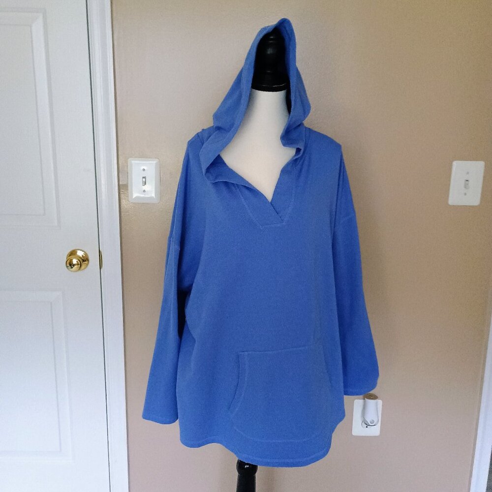 QVC-ISAAC MIZRAHI HOODIE-BLUISH/PURPLISH IN COLOR-SIZE 2X-COTTON/ELASTANE-NEW